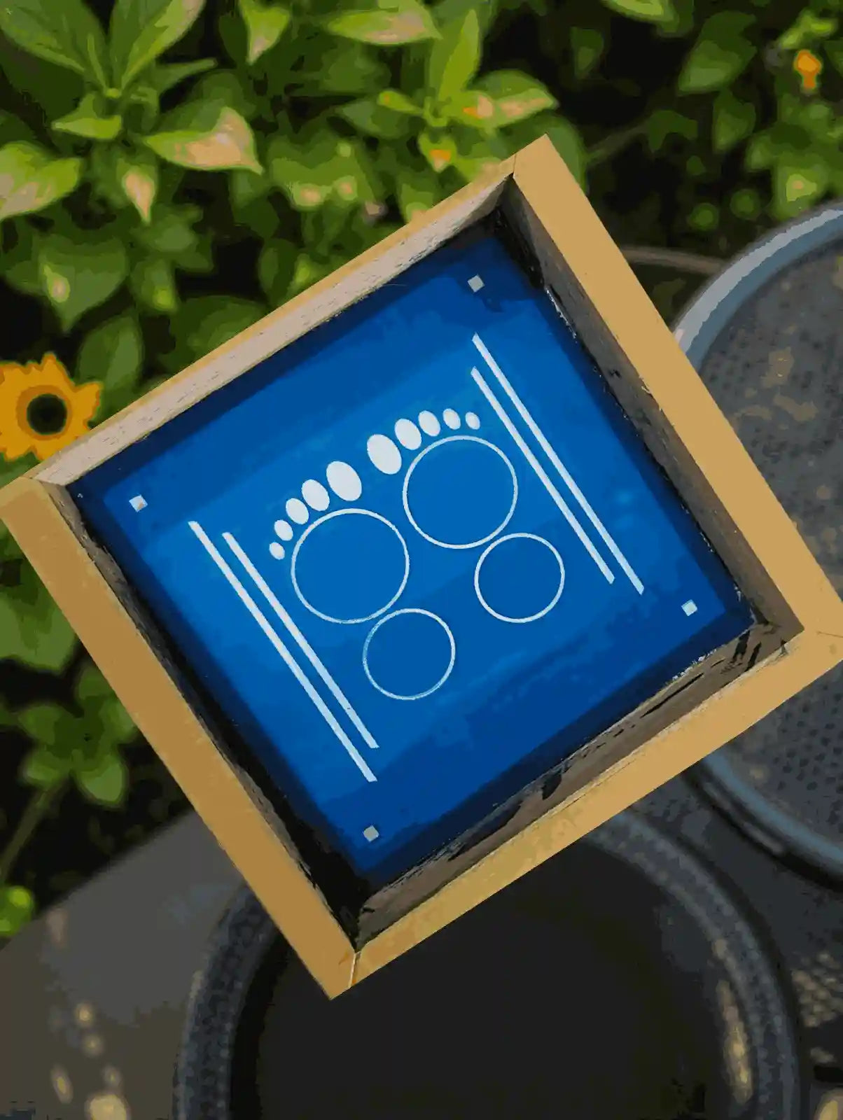 Rangly   Padham Design with Border Rangoli Stencil Wooden 5*5 Inches Pack of 1 piece