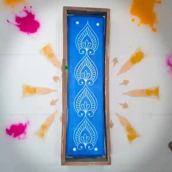 Rangly Lotus Bud Border Rangoli Stencils Wooden 17x5 Inches  Pack of 1 Piece