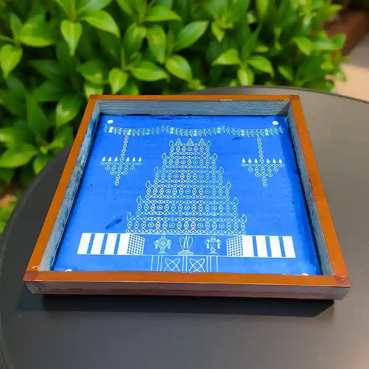 Rangly Temple Gopuram Kolam  Rangoli Stencil Wooden  10x10 Inches  Pack of 1 Piece