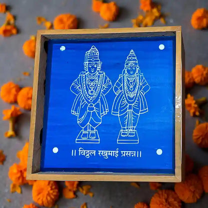 Rangly Vitthal Rukmini  Rangoli Stencil Wooden  10x10 Inches  Pack of 1 Piece