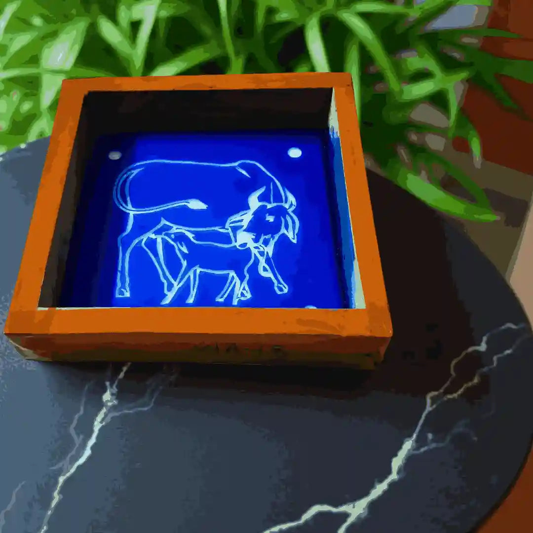 Rangly Gay Vasaru Gomata Rangoli Stencil Wooden 5*5 Inches Pack of 1 piece