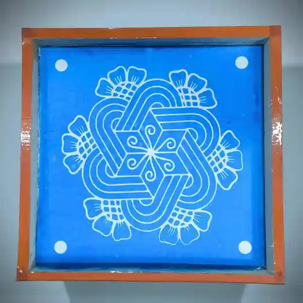 Rangly FlowerPadi Kolam  Rangoli Stencil Wooden 10×10 inches Pack of 1 Piece
