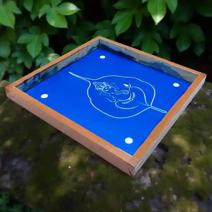 Rangly Leaf Ganesh Rangoli Stencil Wooden  10x10 Inches  Pack of 1 Piece