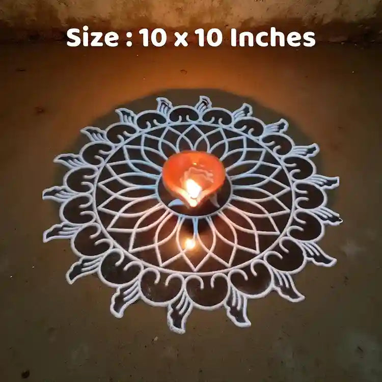 Rangly Swastik Padi Kolam  Rangoli Stencil Wooden  10x10 Inches  Pack of 1 Piece