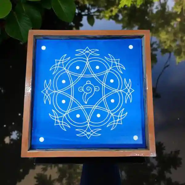 Rangly Iyengar Padi Kolam Rangoli Stencil Model 4 Wooden  10x10 Inches  Pack of 1 Piece