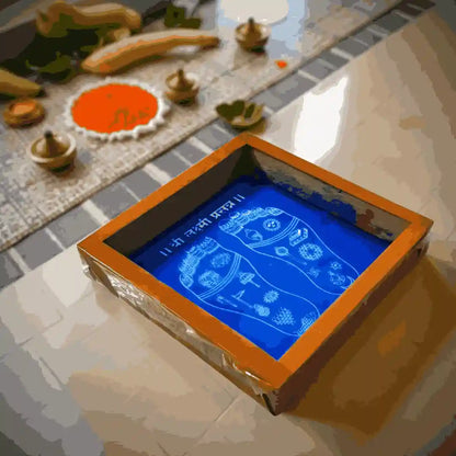 Rangly Sthir Lakshmi Padam  Rangoli Stencil Wooden 5*5 Inches Pack of 1 piece