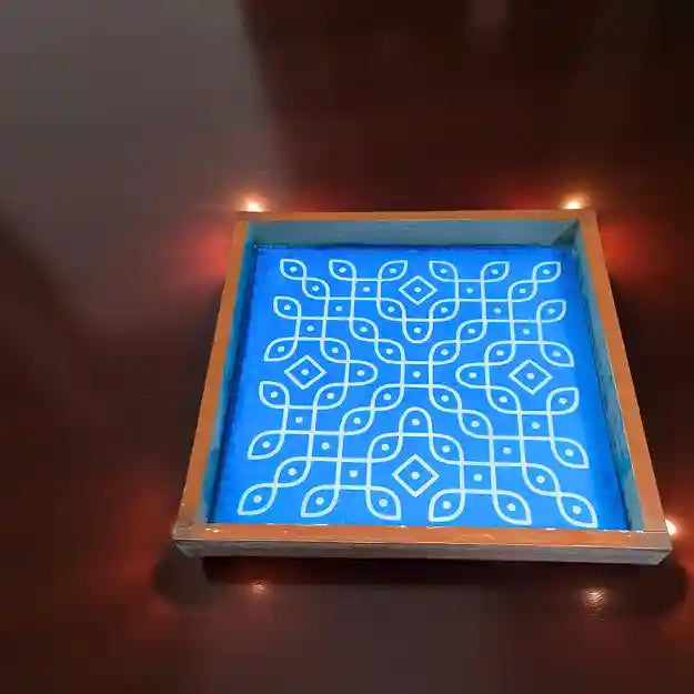 Rangly Kambi Kolam Model 2 Rangoli Stencil Wooden  10x10 Inches  Pack of 1 Piece