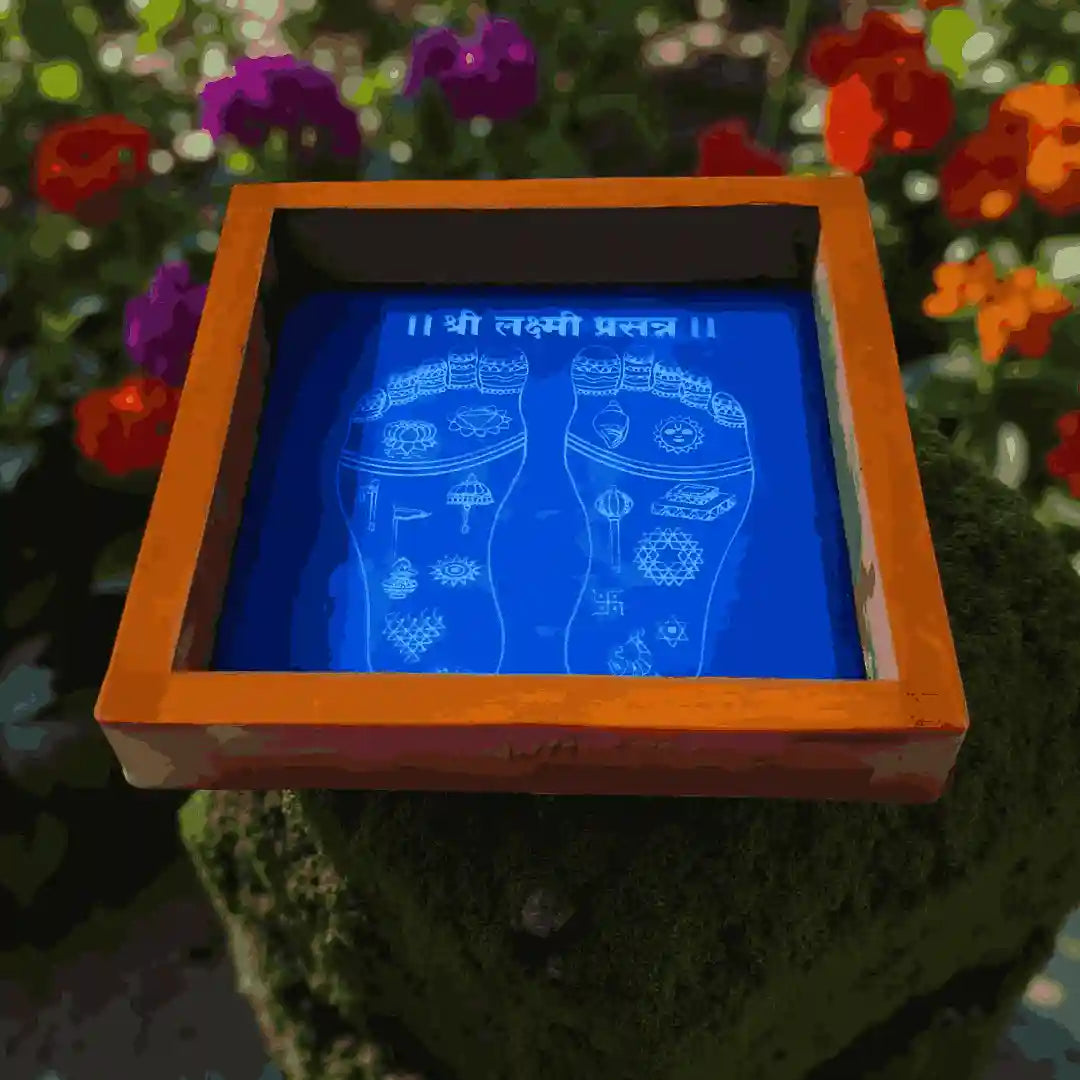 Rangly Sthir Lakshmi Padam  Rangoli Stencil Wooden 5*5 Inches Pack of 1 piece