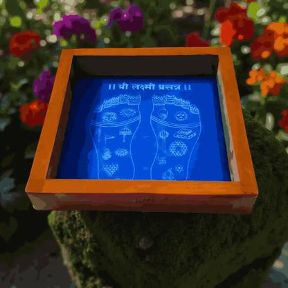 Rangly Sthir Lakshmi Padam  Rangoli Stencil Wooden 5*5 Inches Pack of 1 piece