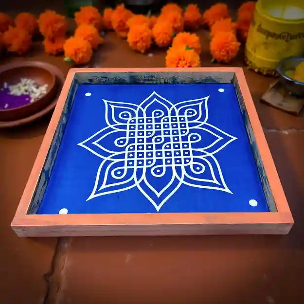 Rangly Kambi Kolam Model 7  Rangoli Stencil Wooden  10x10 Inches  Pack of 1 Piece