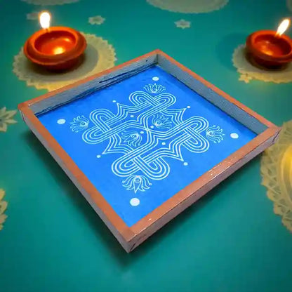 Rangly Padi Kolam Model 4  Rangoli Stencil Wooden  10x10 Inches  Pack of 1 Piece