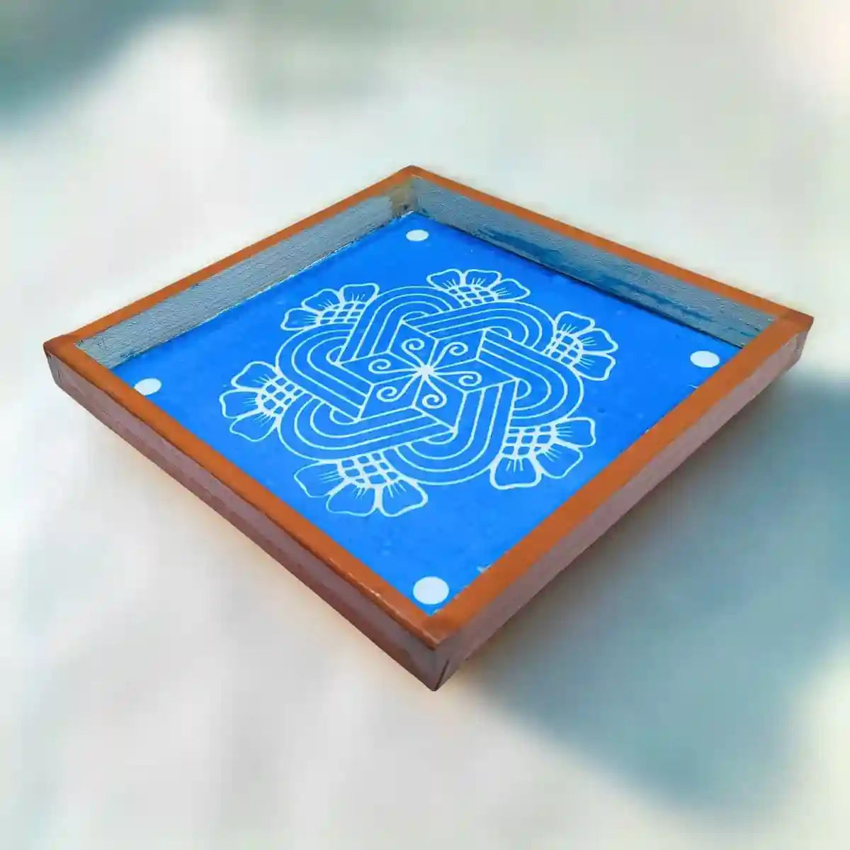 Rangly FlowerPadi Kolam  Rangoli Stencil Wooden 10×10 inches Pack of 1 Piece