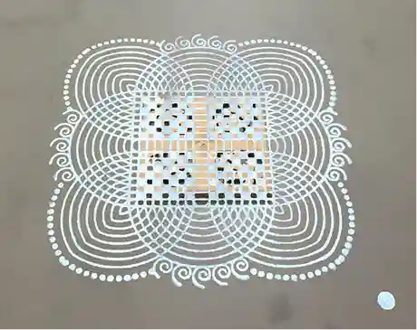 Rangly Padi Kolam Model 2  Rangoli Stencil Wooden  10x10 Inches  Pack of 1 Piece