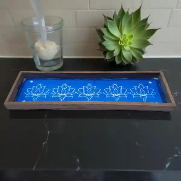 Rangly Lotus Border Rangoli  Wooden 17x5 Inches  Pack of 1 Piece