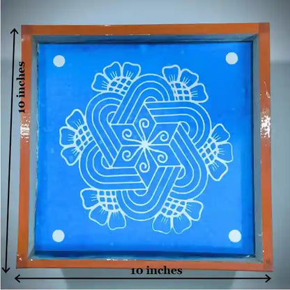 Rangly FlowerPadi Kolam  Rangoli Stencil Wooden 10×10 inches Pack of 1 Piece