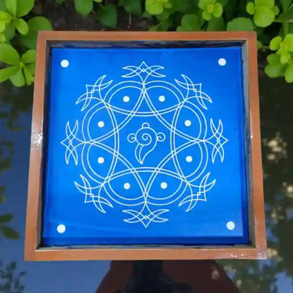 Rangly Iyengar Padi Kolam Rangoli Stencil Model 4 Wooden  10x10 Inches  Pack of 1 Piece