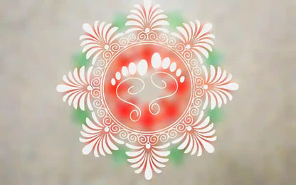 Rangly Lakshmi Padam with Flower Rangoli Stencil Wooden 5*5 Inches Pack of 1 piece