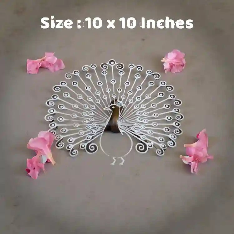 Rangly Peacock Rangoli  Rangoli Stencil Wooden  10x10 Inches  Pack of 1 Piece