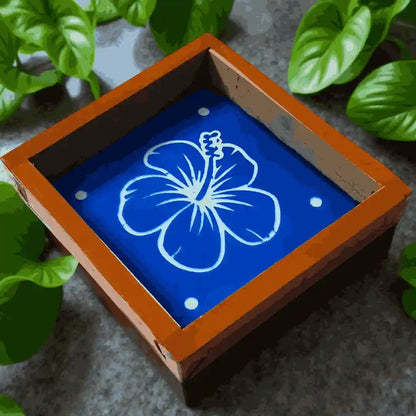 Rangly  Hibiscus Flower Rangoli Stencil Wooden 5*5 Inches Pack of 1 piece