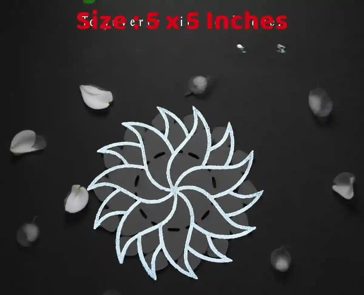 Rangly Creative Flower Design Rangoli Stencil Wooden 5*5 Inches