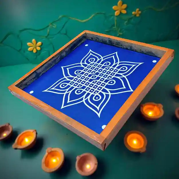 Rangly Kambi Kolam Model 7  Rangoli Stencil Wooden  10x10 Inches  Pack of 1 Piece