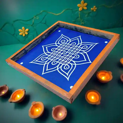 Rangly Kambi Kolam Model 7  Rangoli Stencil Wooden  10x10 Inches  Pack of 1 Piece