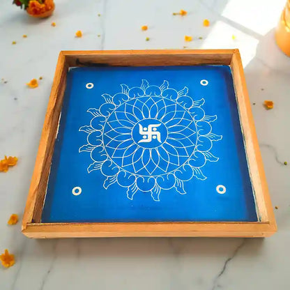 Rangly Swastik Padi Kolam  Rangoli Stencil Wooden  10x10 Inches  Pack of 1 Piece