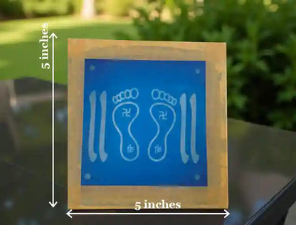 Rangly Lakshmi Feet with Swastik Rangoli Stencil Wooden 5*5 Inches Pack of 1 piece