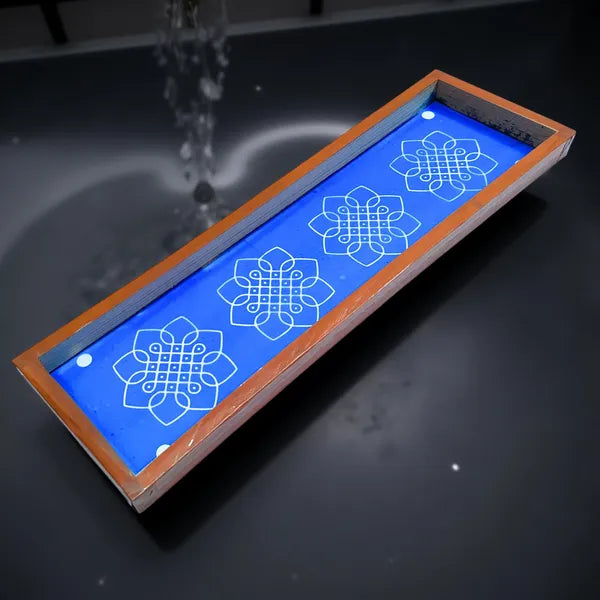 Rangly Flower Kambi Kolam Border Rangoli Stencil Wooden 17 * 5 inches Pack of 1 Piece