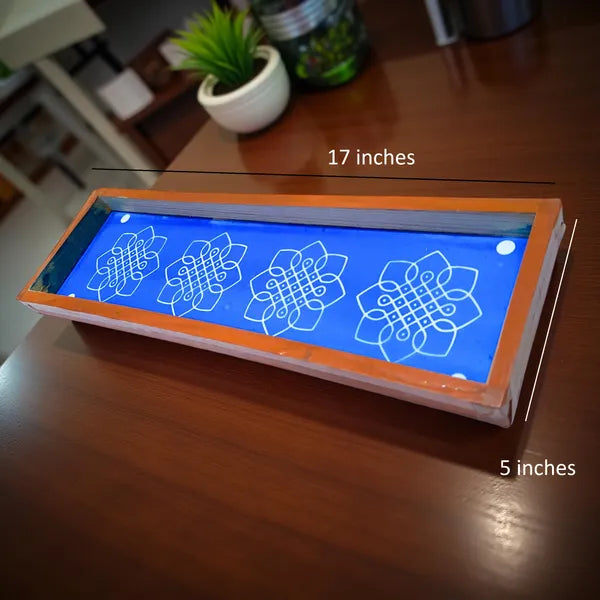 Rangly Flower Kambi Kolam Border Rangoli Stencil Wooden 17 * 5 inches Pack of 1 Piece