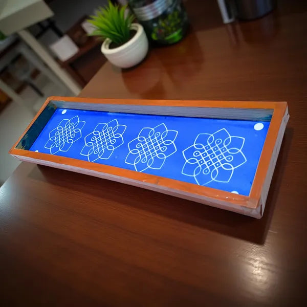 Rangly Flower Kambi Kolam Border Rangoli Stencil Wooden 17 * 5 inches Pack of 1 Piece