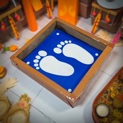 Rangly Krishna Pada Kolam Rangoli Stencil Wooden,  5 × 5 Inches Pack of 1 Piece