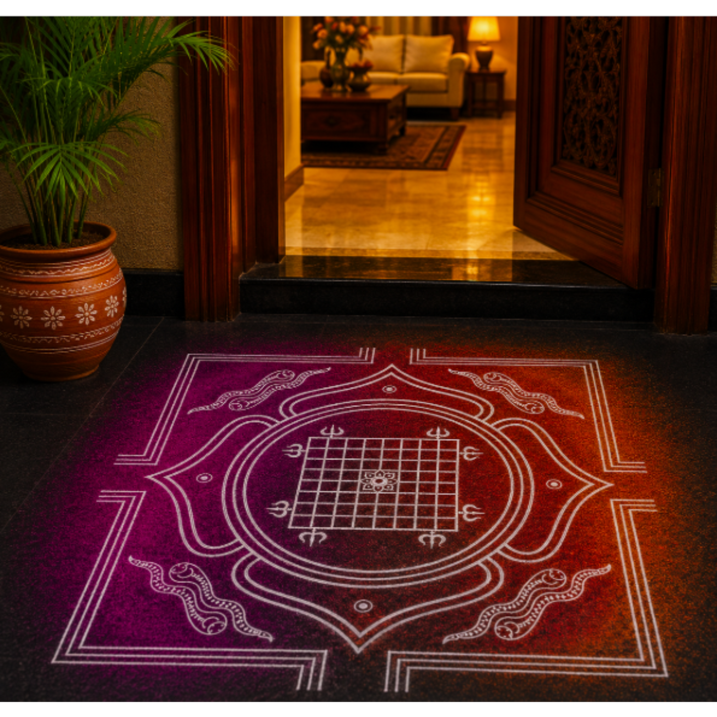 Vastu Yantra Kolam Stencil  Wooden  Pack of 1 piece