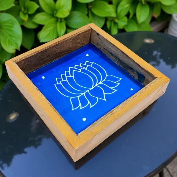 Rangly Lotus  Rangoli Stencil  Wooden 5x5 Inches  Pack of 1 Piece